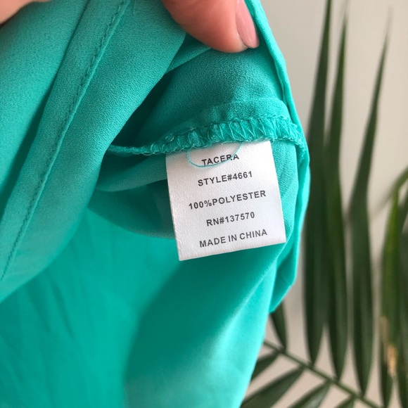 Tacera V-Neck Polyester Tank Top Blouse Teal 4661 - Picture 6 of 9